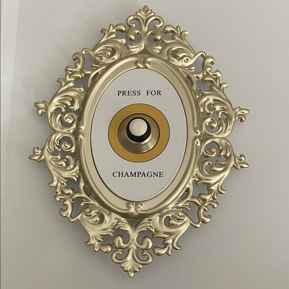 Other - Gold + White Ornate “Press for Champagne 🥂” Button Decor